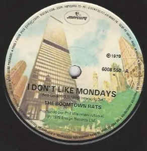 disco de vinil, ¨7¨compacto ,The Boomtown Rats , original1979 , 2 musicas A I Don't Like a Mondays b It´s All The Rage